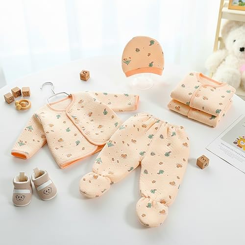 Image of Presents New Born Baby Winter Wear Printed Baby Clothes 5Pcs Sets 100% Cotton Boys Girls Unisex Baby Cotton /Winter or Flannel Suit Infant Clothes
