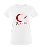 Luckja EM 2016 Trikot Türkei Fanshirt EM01 Damen Rundhals T-Shirt