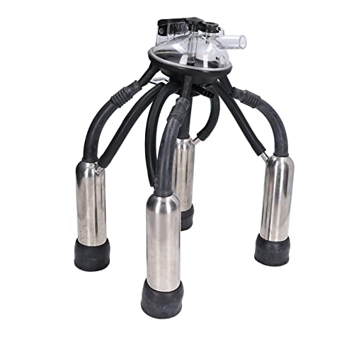 Gsycle Cow Milking Cluster, Silicone Stainless Steel Cup Set Sheep Milking Cluster Milking Machine for Vacuum Pump Milk Machine
