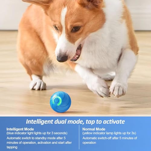 Bälle Spielzeug für Welpen, interaktives Hundespielzeug Ball, automatisches Rollspielzeug für Katze, USB wiederaufladbar, aktiviert, automatische Bewegung, Hundebälle Spielzeug mit LED-Blitz