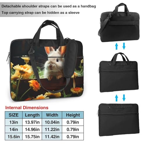 Bolsa para portátil con diseño de flores y conejo miniatura 4