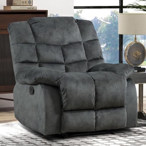 CANMOV Manual Recliner Chair, Single Reclining Sofa with Overstuffed Backrest