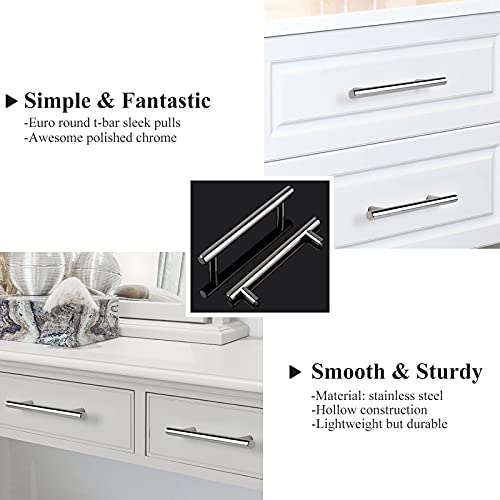 Image of Probrico 15 Pack | 5 Inch Polished Chrome Cabinet Pulls, 7-9 /16 Inches Total Length, Stainless Steel Kitchen Cabinet Hardware, Chrome Drawer Pulls