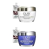 Olay Regenerist Collagen Peptide 24 MAX Hydrating Face Moisturizer (1.7 Oz) and Retinol 24 MAX Night Face Cream, Fragrance Free (1.7 Oz) + 2 Travel Size Whip Face Moisturizers