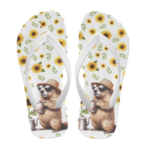 Cartoon Capybara Print Girls Flip Flops Sandals Kids Shower Slippers Summer Cute Beach Pool Slippers for Girls
