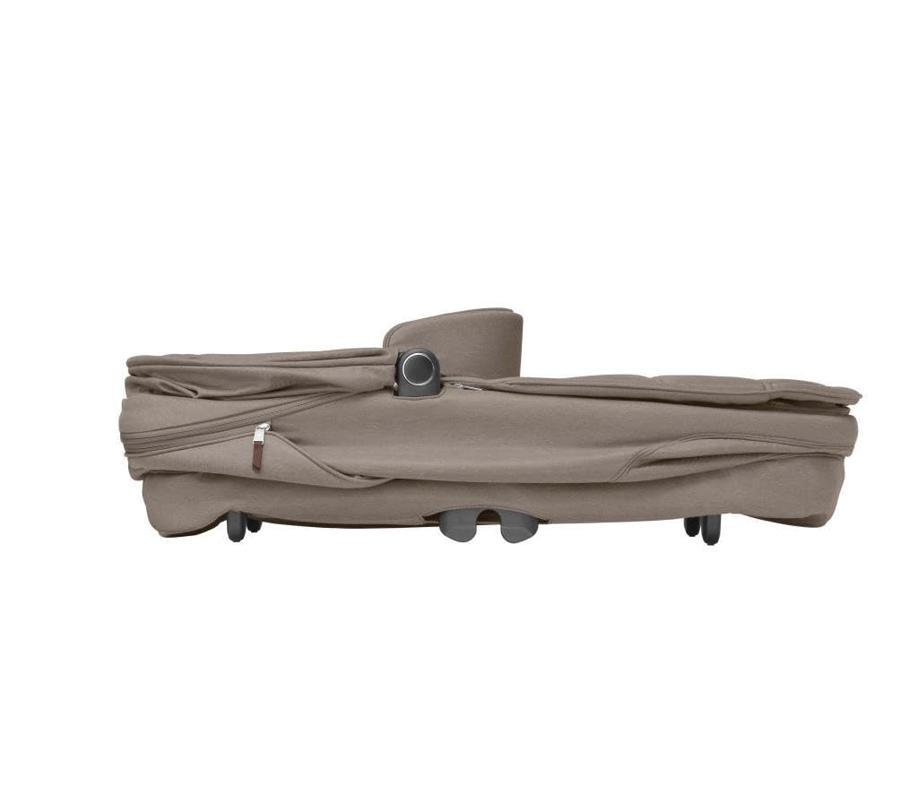 Maxi-Cosi Sense Navicella, spaziosa e confortevole, materasso memory foam traspirante, ClimaFlow, inclinazione SoothingSlope, sonno notturno, manico pelle vegana, Twillic Truffle
