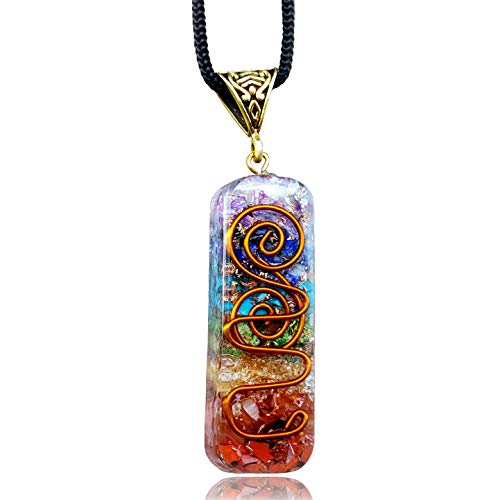 Tangie Marie Orgone Chakra Gemstone Pendant with Adjustable Cord – Seven Chakra Stones Necklace for Meditation and Spiritual Energy