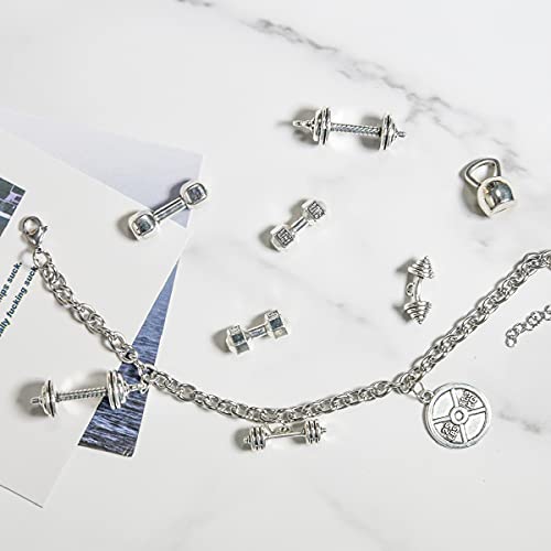 Sports Charms Collection - JIALEEY Mixed Kettle Bell Dumbbell Barbell Weight Charms Sport Charm for DIY Fitness Necklace Jewelry Making 20pcs(100g)