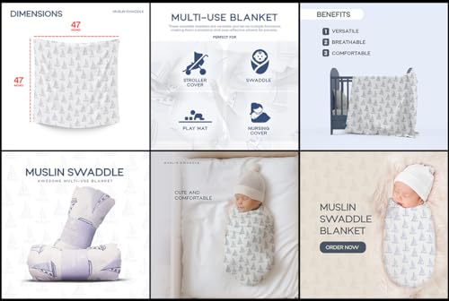 Image of Muslin Swaddle Nautical, Receiving Blanket, Breathable and Soft, 47 inch x 47 inch, Wrap for Baby Boys and Girls, Registry, Newborn