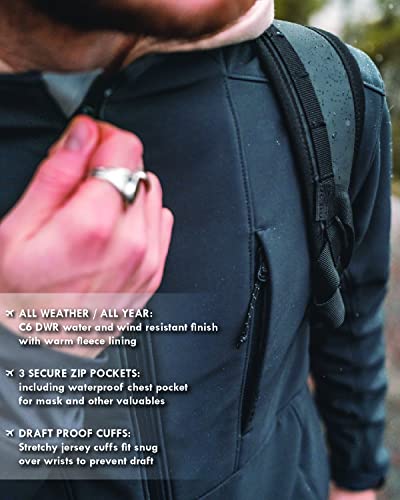 Nxtstop Men's Lightweight Water Resistant Jacket - Softshell, Fleece Lining Black/L Travleisure - Travel, Office, Outdoors In Fall, Winter, Spring, Summer #TOP3