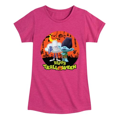 HYBRID APPAREL Trolls - Happy Trolloween Branch and Cloud Guy - Toddler & Youth Girls Short Sleeve Graphic T-Shirt