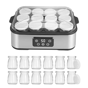 TECKZOON Joghurtbereiter 2L, Joghurt Machine, Digitale Joghurtmaschine aus Edelstahl, Automatischer Joghurt Maker für DIY selbstgemachten Joghurt, Käse oder Natto zu Hause (12 x 180ml Gläsern)