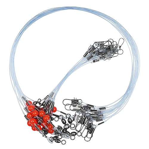 Nylon Fishing Leaders Rigs, 12PCS Mono Fishing Leader Line with Swivels Snaps Beads Fishing Rigs Fishing Lures Line Leader Trace Saltwater Freshwater (1 Arm)