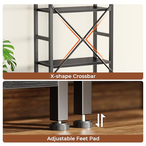Image of SUPERJARE Triple Bookshelf, Bookcase with 14 Open Display Shelves, Wide Book Shelf Book Case for Home & Office, 5 Tier, Black