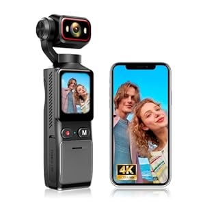 Sueirn 4K Action Camera, WIFI Vlogging Camera with APP Control, Body Cam with Image Stabilization, Pocket Camera with 180° Rotatable Lens, Suitable for Vlogging, Travelling, Outdoor Sports(64GB)
