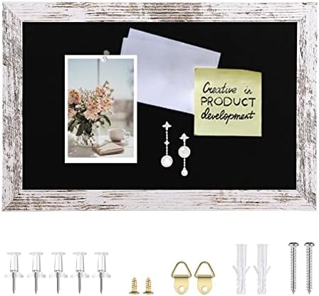 Aitakatta Black Felt Bulletin Board, Decorative Bulletin Boards for Walls with Wood Frame, Pin Board Vision Board for Office Home Kitchen and School with Pins, Screws, Anchors, 11.8x8 inches, 1pc