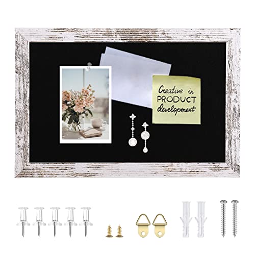 Aitakatta Black Felt Bulletin Board, Decorative Bulletin Boards For Walls With Wood Frame, Pin Board Vision Board For Office Home Kitchen And School With Pins, Screws, Anchors, 11.8X8 Inches, 1Pc #TOP2