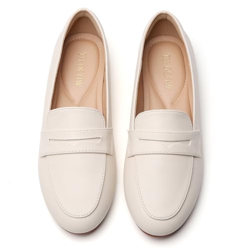 Image of Tilocow Women's Loafers Penny Loafers for Women Comfortable Round Toe Flats Fashion Work Dressy Shoes