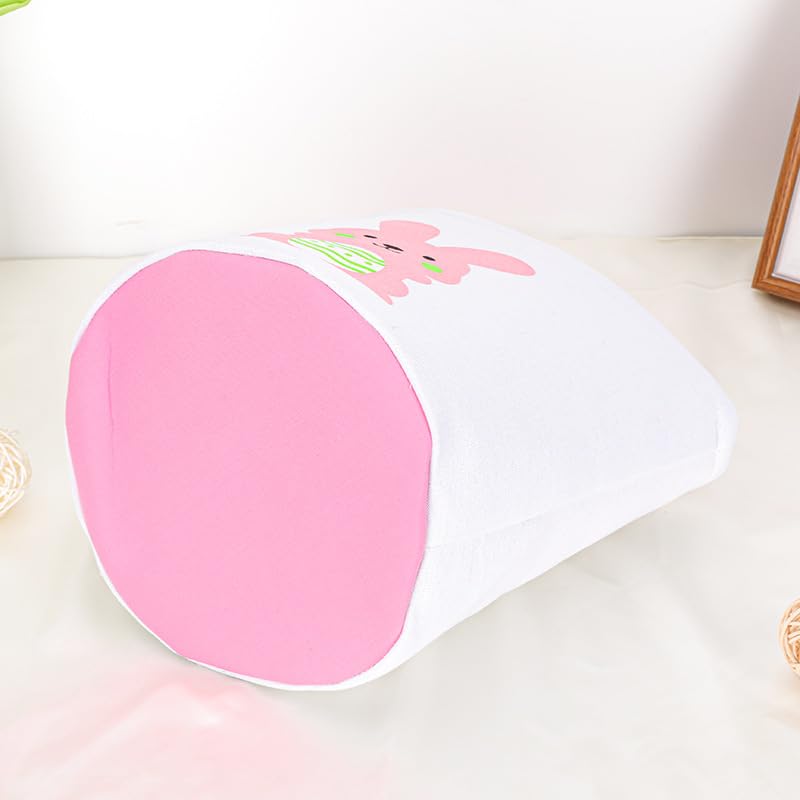 Image of Easter Bunny Basket Bag for Kids, Canvas Cotton Egg Hunt Tote with Rabbit Print, Bunny Gift Bag for Boys and Girls, Lightweight Reusable Candy and Egg Holder, Multiple Colors (bunny Basket - Pink)