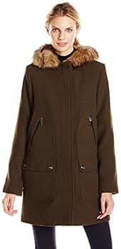 THE TOE Fleet Wool Coat Sサイズ Fleet Street Ltd. Women's Wool Coat with Faux Fur Trim Hood, Loden