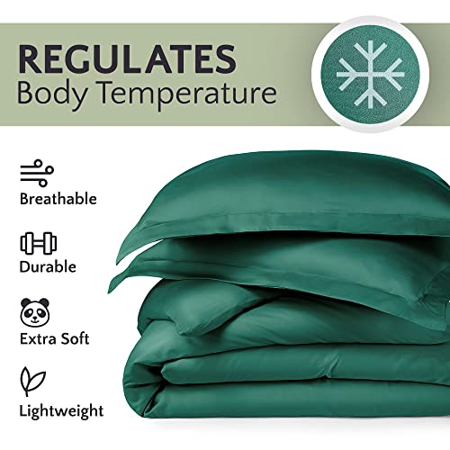 Bamboo Is Better Duvet Cover Set | Luxury Bamboo Duvet Bedding Set | 3 Piece Bed Set | 100% Bamboo Viscose Cooling Duvet Covers | Silky, Soft & Durable Bedspread (Full/Queen, Emerald Green) #TOP2