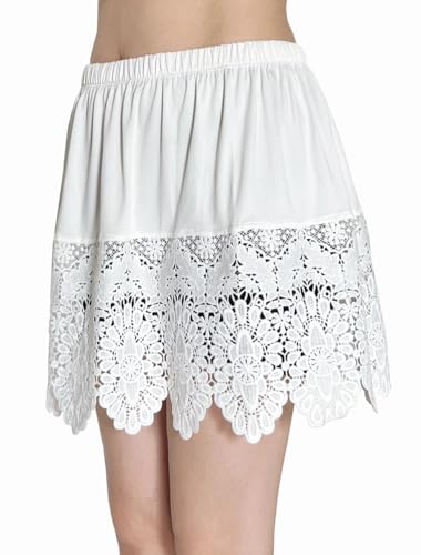 Image of Vanrose Jan Lace Shirt Extender for Women Layering Fake Top Lower Sweep Shirt Hollow Half Length Skirt