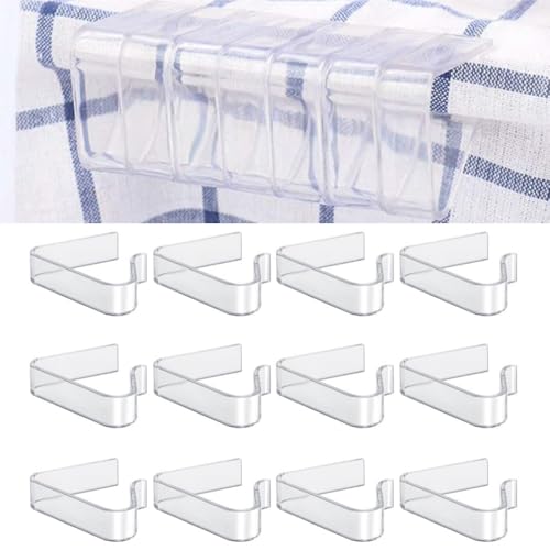 12Pcs Transparent Plastic Table Clips for Picnic Cloth and Cover Holder - Fits 20-35mm Thickness for Christmas Home Wedding Party (Large)
