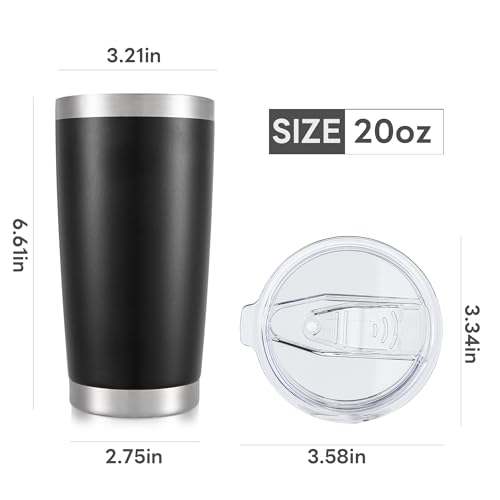 Orebigo 20 oz Tumbler with Lid Stainless Steel Double Wall Vacuum Insulated Tumblers Powder Coated Cups Travel Mug Keep Drinks Cold and Hot, Black