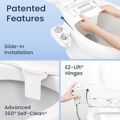 LUXE Bidet NEO 120 Plus White with Seat Bumpers, Shut-off Valve T-Adapter