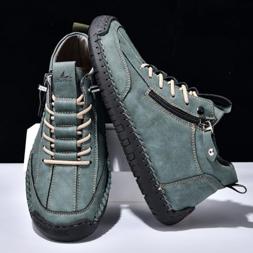 Men's Vintage Hand Sewn Stitching Side Zipper Ankle Boots Fashion Outdoor Non-Slip Lightweight Casual Loafers Comfortable Wearable Walking Shoes2
