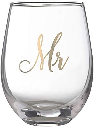 Lillian Rose Gold Mr. Stemless Wine Glass, 16oz, Yellow, G115 MR