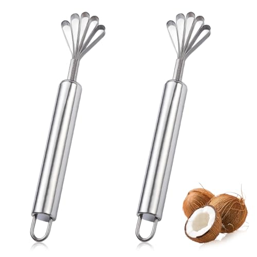 DIFLAX 2 Piezas Rascador De Coco, Acero Inoxidable, Carne De Coco, Herramienta Multiusos, Quitagranos, Melón Rascador Para La Cocina, La Casa, La Fiesta