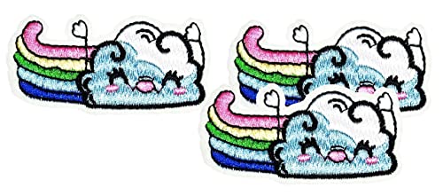 Cloud Rainbow Cartoon Embroidered Decorative Patches Sticker Sew on Applique Repairing Costume Clothing T-Shirt Jackets Hats Jeans Backpacks for Men Women Boys Girls (3 PCS)