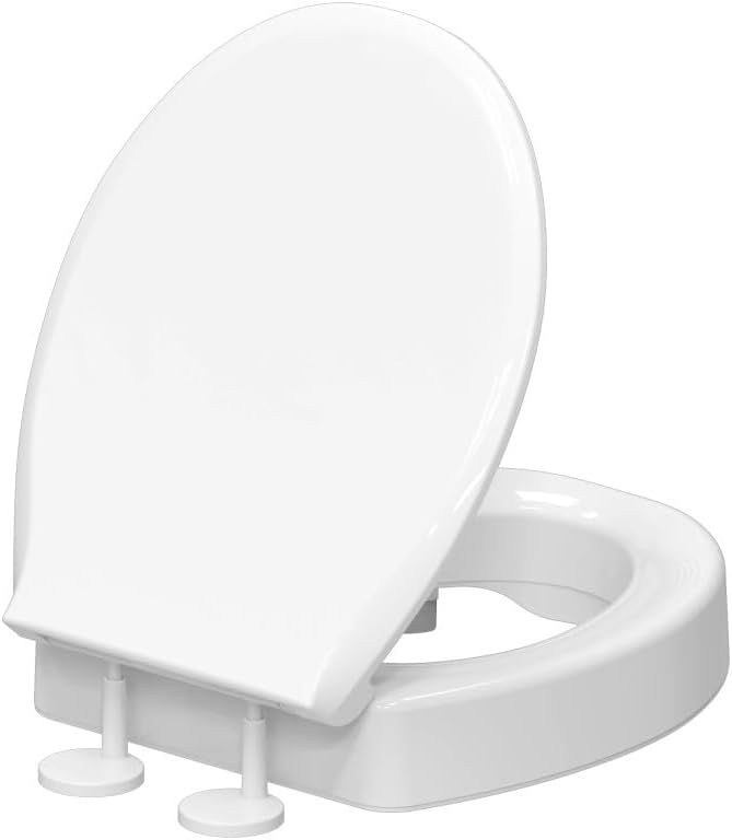 Swiss Madison Ryse 3" Raised Round Soft Close ADA Compliant Toilet Seat in Glossy White