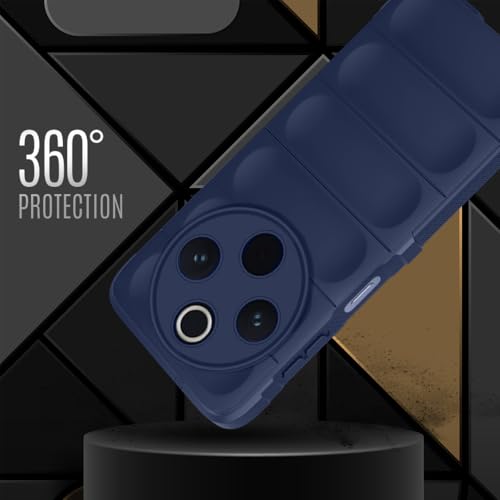 Image of Liquid Silicon Back Cover Case for iQOO Z10 5G / Vivo T4 5G Shockproof Military Grade Protection with Shockproof 10X Bumpers Micro-Fibre Cloth On Inner Side - Blue