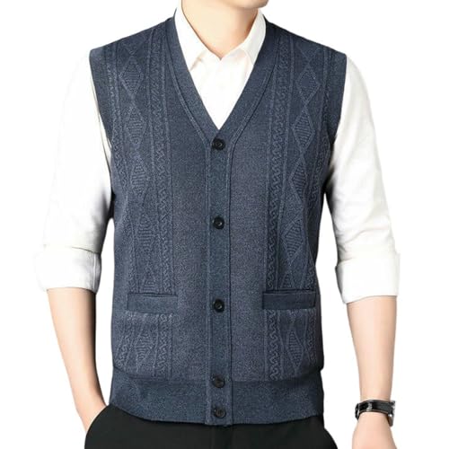 Chaleco de punto para hombre con forro de felpa grueso para invierno