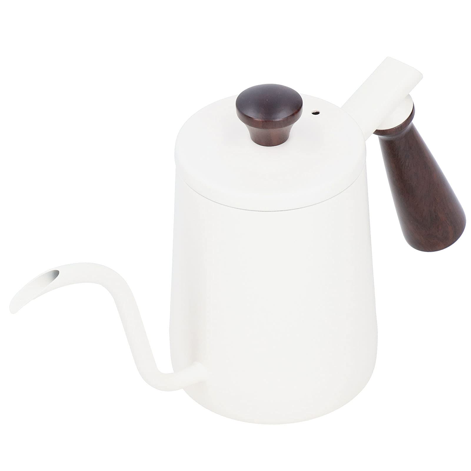 Caleta de cuello de cementerio de acero inoxidable | 304 Grado alimentario con mango de madera | Hervidor de café portátil para verter/goteo de café | Control preciso de flujo (700ml)