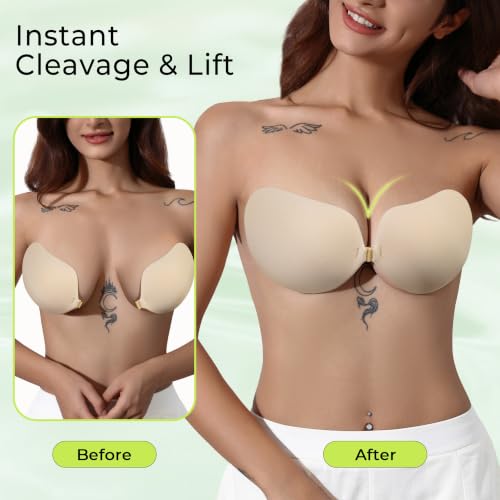 Image of Sticky Bra Push Up, Strapless Adhesive Bra Backless No Show