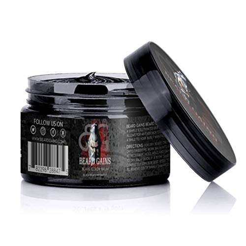BEARD GAINS Back to Black Beard Color Balm, Instant Gray, Red & White Hairs Cover Up, Back to Black Beard Butter | Temporary Colour Easy to Wash Out | MADE IN USA