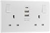 BG Electrical 15W Double Switched Power Wall Plug Socket with Two Type A and Single Type C USB Charging Ports, Round Edge, Nexus 800 Series, White Moulded, 13A, 822UAAC15
