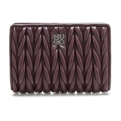 HUGO, Carteira de couro texturizada com logotipo empilhado, Coffee Talk, tamanho único, coffee talk, One Size, Carteira de couro
