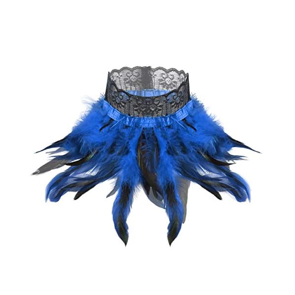 YiZYiF Viktorianisches Natürliches Feder Halsband Punk Gothic Damen Spitze Choker Kragen Wrap Karneval Fasching Kostüm Accessoires
