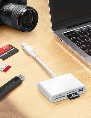 Image of ChiaoPio USB C SD Card Reader, 5 in 1 USB-C to Memory Card Adapter with SD MicroSD MS Memory Stick XD Picture Slots & USB Female Port Compatible with iPhone 15 iPad Mac MacBook Pro /Air /Mini Laptop