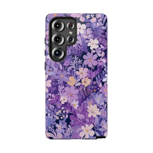 Coque rigide Samsung S25 Ultra motif floral violet protection anti-rayures