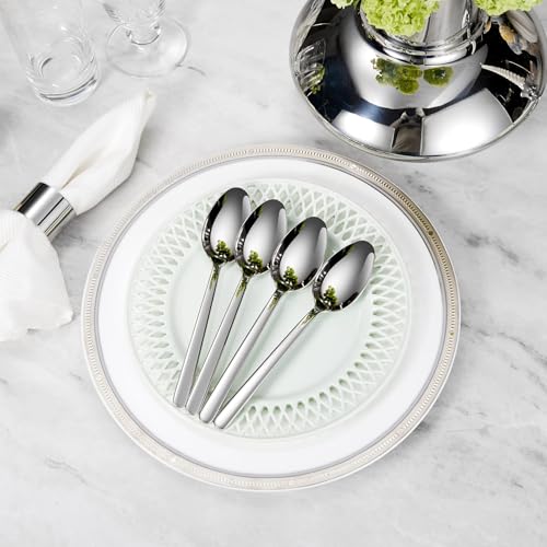 KEAWELL Premium Aline 4-Piece 9 inch Spoon Set – 18/10 Stainless Steel Silverware with Mirror Polish, Dishwasher Safe for Table Setting and Entertaining (4, Serving Spoons) by KEAWELL - Image 3