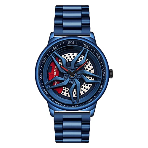 Preisvergleich Produktbild LTJXL Persönlichkeit Quarzuhr für Herren Edelstahlband Armbanduhren Wasserdicht 60-Sekunden-Präzisionsskala Uhren für Männer, Blau