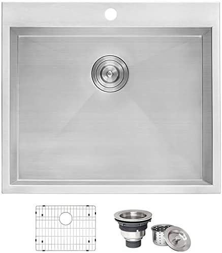 Ruvati Drop-in Topmount Laundry Utility Sink 25 x 22 x 12 inch Deep 16 Gauge Stainless Steel - RVU6010