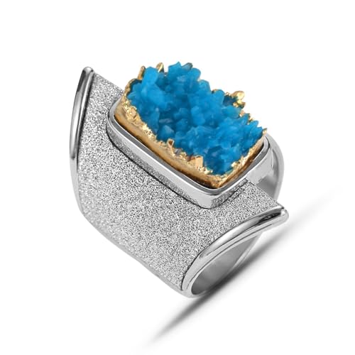 Bague rétro-émail géométrique turquoise le cadeau idéal pour homme et femme tendance