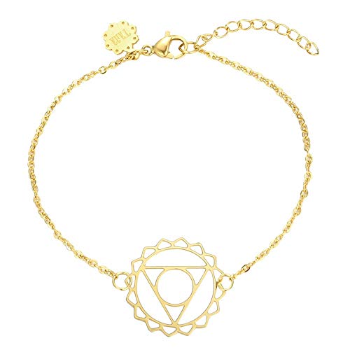 Preisvergleich Produktbild Tara Armband Vishuddha-Halschakra Edelstahl Yoga Yogaschmuck Farbe Gelbgold