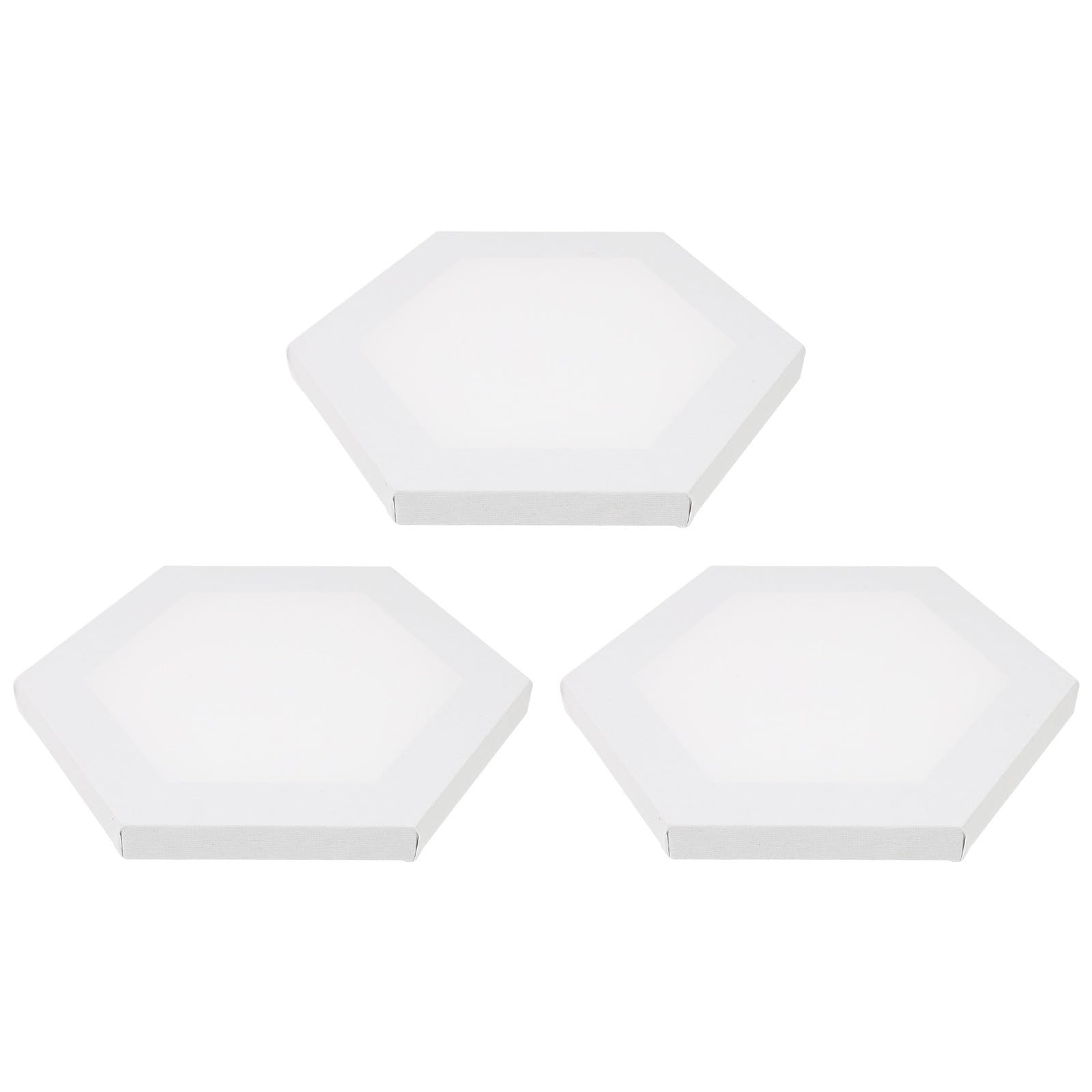 3 Piezas Lienzo Hexagonal en Blanco Marco de Madera para Pintar
